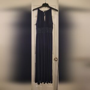 R&M Richards Navy Sleeveless Maxi Dress